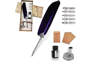 AOMAYLL Pluma Antigua Escritura,Pluma de Inmersion,con 5 Consejos Diferentes, Juego de tinta de pluma para caligrafía,Regalos para los amantes de los artículos vintage.