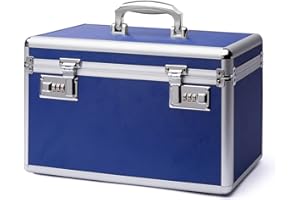 HEWEI WORKS Boîte verrouillable pour medicaments, 37.8x22.3x23.8cm, adapté à l'entreposage de Pharmacie et d'objets personnels importants, Contient un Pilulier en Plastique (bleu)