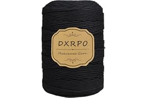 DXRPO Macrame Corda 3 mm x 300 m, macramè Filo Naturale, Macrame Corda per Appendiabiti per Fiori in Macrame, DIY Knitting Craft, Home Decor Camera da Letto e Decorazioni Nuziali(Nero)