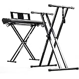 Duronic KS2B Supporto per tastiera musicale con 7 livelli di altezza | Per tastiere fino a 20kg | Cinghie di fissaggio | Supp
