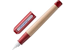‎LAMY Lamy abc red Füller - kindergerechter Schreiblernfüller mit ergonomischem Griff & polierter Stahlfeder in Strichbreite A - robustes Ahorngehäuse - inkl. Tintenpatrone T 10 blau - Rechtshänder