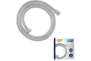 GROHE Flexible tuyau de douche salle de bains VitalioFlex métallique, tuyau de douche 1500mm, anti-pliures, finition brillante, raccord fileté universel 1/2", chromé, 22108000 (Import Allemagne)