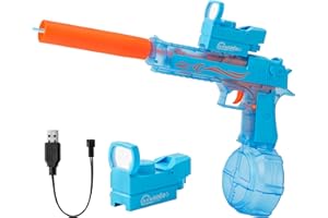 TirEurt Electric Water Gun Automatic Squirt Gun up to 26Ft Long Range High Powered Auto Water Pistol Summer Outdoor Swimming Pool Beach Party Water Toy for Adult Kids（Blue）