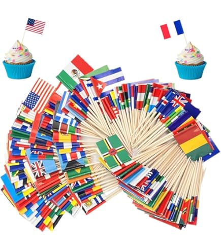 200 stuks internationale tandenstokers, vlaggen