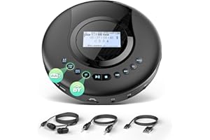 Arafuna Portable CD Player with DAB+/FM Radio, CD Player Bluetooth with Audio Book Function, Discman for Car, Antishock, Integrated Battery 2000 mAh