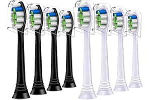 VALUABLETRY 8 Replacement Brushes Compatible with Philips Sonicare Electric Toothbrush, Precision Clean Brush Heads, 4 Black and 4 White