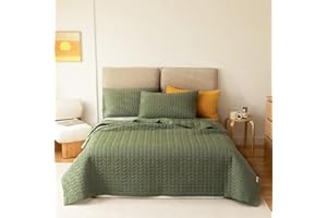 Lunoroey Bedspread King Size Green Soft Microfiber Lightweight Quilted Bedspreads Coverlet All Season Bedding Set (1 Quilt, 2 Pillow Shams)