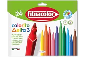 Fibracolor Colorito Delta 3 confezione 24 pennarelli triangolari punta fine 3 mm superlavabili