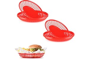 JJWNMLL Canastas de comida, 8 cestas de frutas ovaladas de plástico reutilizables para hamburguesas, papas fritas, dulces, patatas fritas, fiestas, picnics, barbacoas