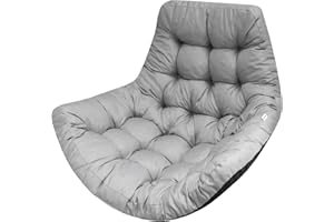 ‎BJIRD Bjird Hängesessel Kissen, Polster, Auflage für Polyrattan & Rattan Hängeschaukel, Sitzauflage für Hängekorb - Runde Sitzkissen - Rückenkissen für Hängesitz - Indoor & Outdoor- Asche Oxford