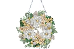 BIOSA DIY Diamond Painting Weihnachtskranz, Weihnachtskranz Diamo-nd Painting Türkranz Weihnachten Adventskranz als Tür Fenster Wandbehang Zuhause Fenster Dekor for Weihnachten