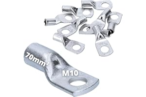 KALITEC Cembre A14-M10 - Terminales de cable de tubo (10 unidades, 70 mm², M10, sin aislamiento, de cobre estañado)