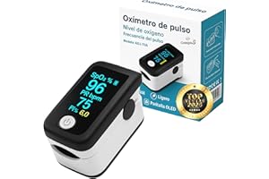 COMPASJ Oxímetro de Dedo Profesional, Pulsioxímetro Medidor preciso de la Saturación de Oxígeno en Sangre, Frecuencia Cardiaca. Oxímetro de Pulso para todas las Personas. Pantalla OLED. Incluye Pilas, Cordón