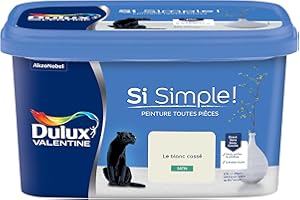 Dulux Valentine Peinture Si Simple Peinture Intérieure Toutes Pièces - Peinture Mur et Plafond, Porte et Plinthe - Couleur : Le Blanc Cassé Satin - 2,5 L - 5328059
