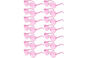 Daover Heart Sunglasses, 14 Pack Funky Rimless Colorful Party Glasses, Hippie Heart Shaped Glasses for Kids and Adults Summer Party Fancy Dress Costume