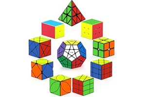 ROXENDA Zauberwürfel Set 2X2 3X3 2X3 Pyramide Dodekaeder Skew Axis Windmill Fisher Ivy Speed Würfel Set Sammlung Puzzles für Kinder und Erwachsene, [10er Pack]