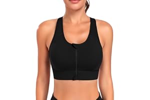 JoyGirl Zip Front Sports Bras for Women High Impact Seamless Yoga Gym Bra Wireless Padded Bras for Running