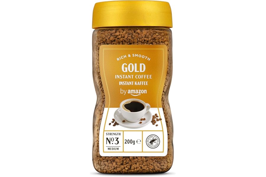 by Amazon Gold Instant Coffee, Medium Roast, 200g, Rainforest Alliance Certified