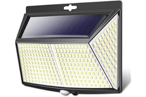 LOTMOS 308LED Lampe Solaire Exterieur, Lumiere Solaire Exterieur avec Detecteur de Mouvement 3 Modes Eclairage Exterieur Solaire Spot Projecteur Sans Fil pour Jardin,Terrasse,Garage