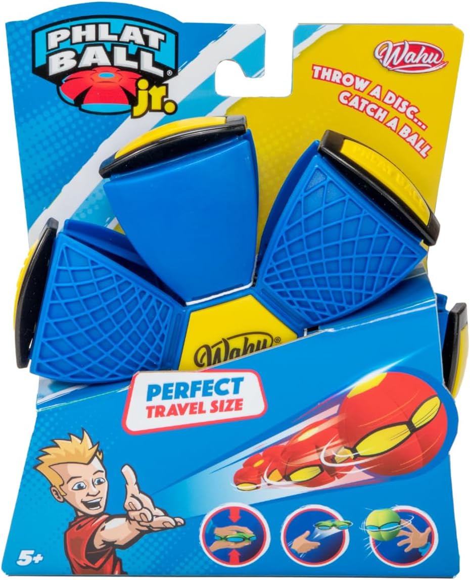 Wahu - PHLAT BALL Junior Color Aleatorio - Mini Frisbee Transformable en Balón - Juguetes Niños 5 Años - Regalo Niño 5 Años - 10,2 cm Balón, 15,2 cm Frisbee - Juego al Aire Libre - 2+ Jugadores