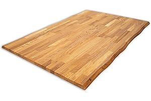 LUMBERLAND Tablero de la Mesa, Roble Macizo, Borde Natural (80 x 160 cm, Roble aceitado)