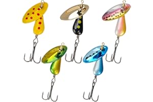QualyQualy Trout Lures Fishing Spinnerbaits 5pcs Brass Hard Metal Spinner Trout Baits Fishing Lure for Perch Freshwater Saltwater Lake River