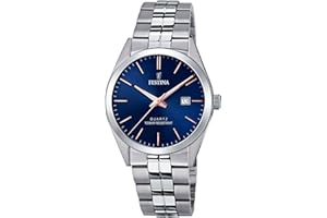 Festina Montre Homme Analogique en Acier Inoxydable 316L Argenté - Mouvement Quartz - Calendrier - Verre Minéral Haute Résistance - Étanche 10 ATM F20437
