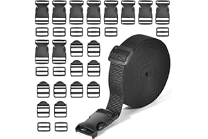 XHTXHT 25mm Nylon Gurtband Set 5M Schwerlast Rucksackgurte mit 30 Schnallen und Verschlüsse, für DIY Camping Koffer Hundegeschirr