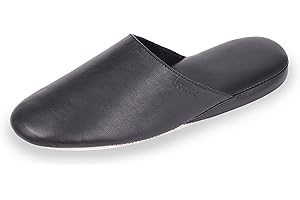 Isotoner Chaussons pantoufles Mules homme tout cuir, semelle confort