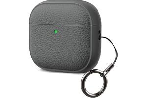 ACRONIX för AirPods 5/AirPods 4 fodral TPU med handledsrem – grått | Mjukt TPU-fodral, lädertouch-design, litchitextur, med handrem, stötsäker och reptålig