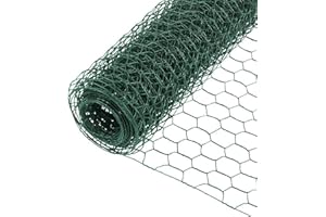 SHUUL Garden Poultry Green Chicken Wire PVC Coated Hexagonal Wire Mesh Roll Animal Fence 3m x 400mm Garden Netting Fencing for Pet Rabbit Chicken with Gloves & 50Pcs Cable Ties