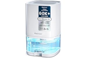 Pro Breeze 1000ml Dehumidifier for Bathroom - Quiet, Portable & Small Air Dehumidifier for Bedroom Mould, Damp & Moisture - with 4-Hour Timer, Auto Shut-Off & LED Changing Lights - White