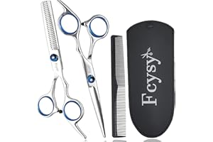 ‎FCYSY Haarschere Effilierschere Set, Fcysy Haarschneideschere Scheren Set Friseur Haar Schere Frisör, Effilierschere Friseur Profi Haarschere Friseurschere Friseur Set für Frauen Männer Hunde -Blau