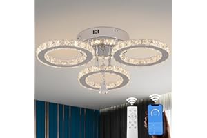 ‎VETRULUS VETRULUS LED-Deckenleuchte modern dimmbar mit Fernbedienung Kristall-Kronleuchter Deckenmontierte Leuchte für Wohnzimmer, Schlafzimmer, Küche