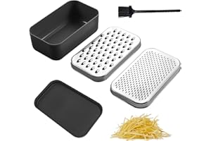 NYXSEAT Grattugia multifunzionale in acciaio inox 1 set con spazzola e contenitore, tritatutto e pelapatate