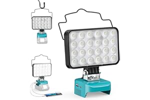LIVOWALNY LED Arbeitsleuchte kompatibel mit Makita 18V Akku, 78W 7800 Lumen – Tragbarer Baustrahler mit USB-A & Typ-C Ladeanschluss, ideal für Camping, Outdoor & Werkstatt (ohne Akku)
