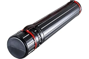 RAYLU PAPER - Tube Porte-Plans Extensible Noir Imperméable, de 45 à 75 cm, Tube Porte-Documents Téléscopique avec Sangle Réglable, Résitant à l´Eau et à la Lumière, Diamètre de 7 cm (45 à 74 cm)