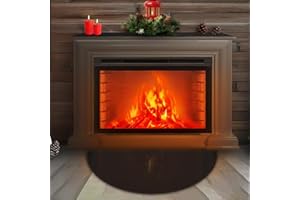 VEGOATY Fireproof Fireplace Mat, 152 x 81 cm, Semicircular Fireplace Mat, Spark Protection Plate for Fireplace, Fireproof Floor Protection Mat, Fireplaces for Fireplaces, Stoves, Heaters, Stove (Black)