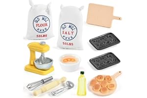 YAJIMAOY Accessori Casa delle Bambole in Miniatura, 1:12 Accessori da Cucina in Miniatura, Decorazione in Miniatura per la Cucina, Miniatura Farina Miscelatore Mattarello Biscotti, Alimenti in Miniatura