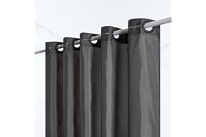 Furlinic Duschvorhang Überlänge für Badezimmer Badvorhang Anti-schimmel Textil für Badewanne und Dusche Vorhang aus Stoff Antibakteriell Waschbar Dunkelgrau Hookless Extra Groß 270x180cm.