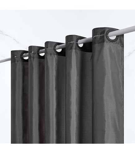 Rideau De Douche Douceur D'Intérieur - 180x200cm, Microfibre Gaufrée, Œillets Inclus - Gris Clair