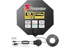 CENBOU TV Aerial - Upgraded Indoor TV Aerial for Smart TV with with Booste 360° Reception & 300 Mile Long Range, Digital TV Antenna Support 4K 1080P HDTV with16.4ft Coaxial Cable