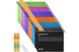 A4 Suspension Files, MerryNine 24PCS Polypropylene Filing Cabinet Suspension Files with Tabs and Card Inserts for School Home Work Office Organization **Check Size Before Ordering**