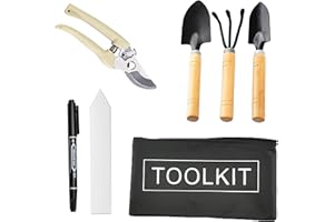 LEXETER Mini Garden Tools Set, 7 Pcs Gardening Kit with Shovels, Rake, Secateurs, Black Oxford Fabric Kit, Gardening Labels, and Marker, Complete Gardening Kit for Indoor and Outdoor Plant Care