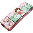 Minache Multifunction Pencil Case, Pencil Box with 2 Compartments for Students - Cartoon Pattern Stationery Set with Pop Out Scissors and Pencil Sharpener (one size, style 6)
