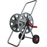 LEHMANN Carrello Avvolgitubo da Giardino per tubi fino a 45 m da 1/2" o 25 m da 3/4", Struttura in acciaio con plastica, Dime