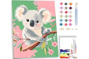 luckyarina Koala Malen nach Zahlen Kinder mit Rahmen- Tiere Malen nach Zahlen, Paint by Numbers Kids ab 6-10 für Geschenke und Home Wand Dekor 24x30 CM