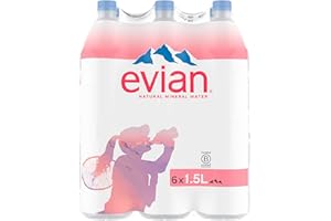 Evian Still Mineral Water, 1.5 l (Pack of 6)