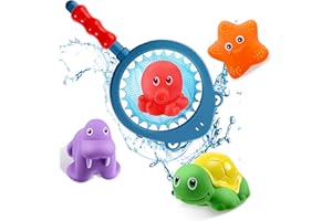 Acsatont Nessun Buco-Giocattoli da Bagno per Bambini, 7 Pezzi Giochi Bagnetto per Bambini 3 4 5 Anni, Giocattoli da Bagno Morbido, Piscina Giochi di Giocattoli per Ragazzi e Ragazze (Colore Chiaro)