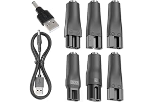 FOGCOSY 8-Piece Electric Shaver Charger Kit - Power Cord Replacement Charger 5V USB Adapter Set for Electric Hair Clippers, Beard Trimmers, Shavers, Bathroom and Travel Essential, Long Tweezers Aquarium